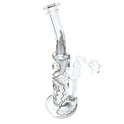 Bong Pirex Plateado Con Agujeros Para Wax 293