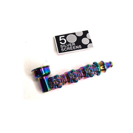 Pipa Vidrio Calavera Cromada DK 8182