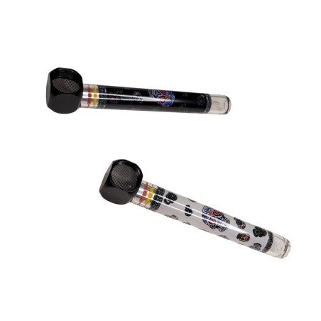 Pipa Vidrio Dibujo Calavera PVD 016