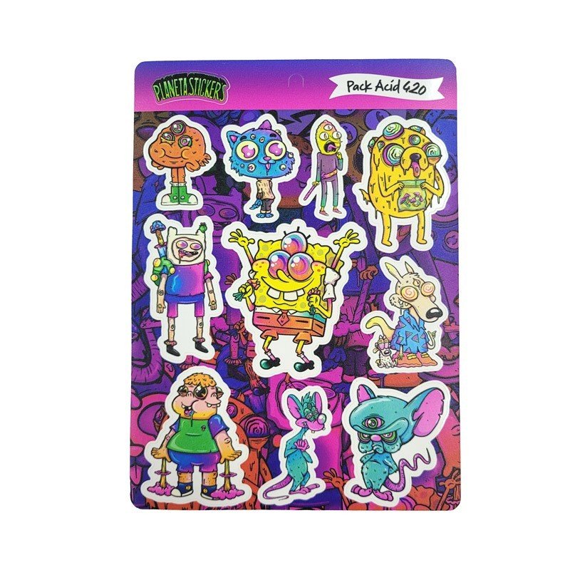 Plancha Stickers Vinilo Blanco Acid Pack