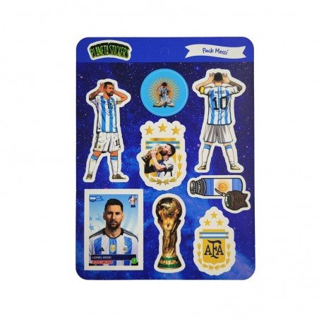 Plancha Stickers Vinilo Blanco Pack Messi
